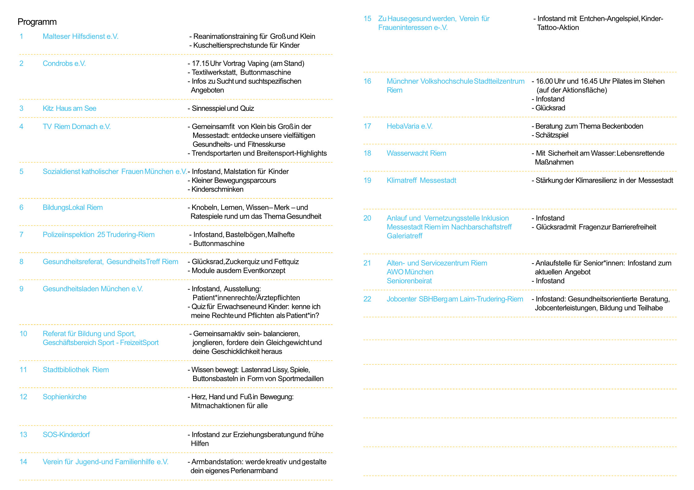 Programm Gesundheitstag