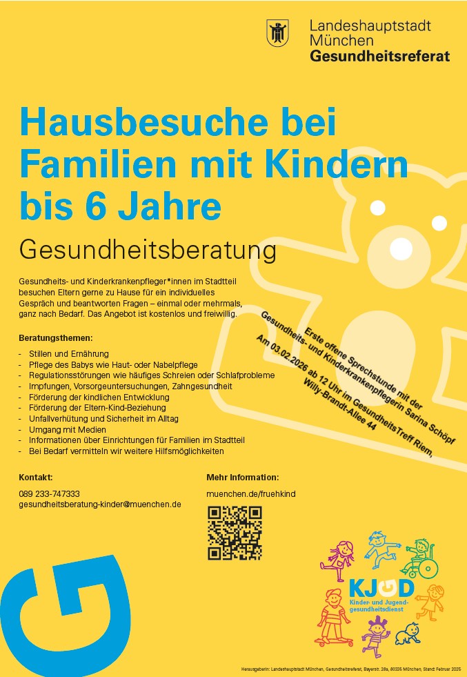 Gesundheitsberatungsangebot für Kinder. Weitere Informationen unter muenchen.de/fruehkind